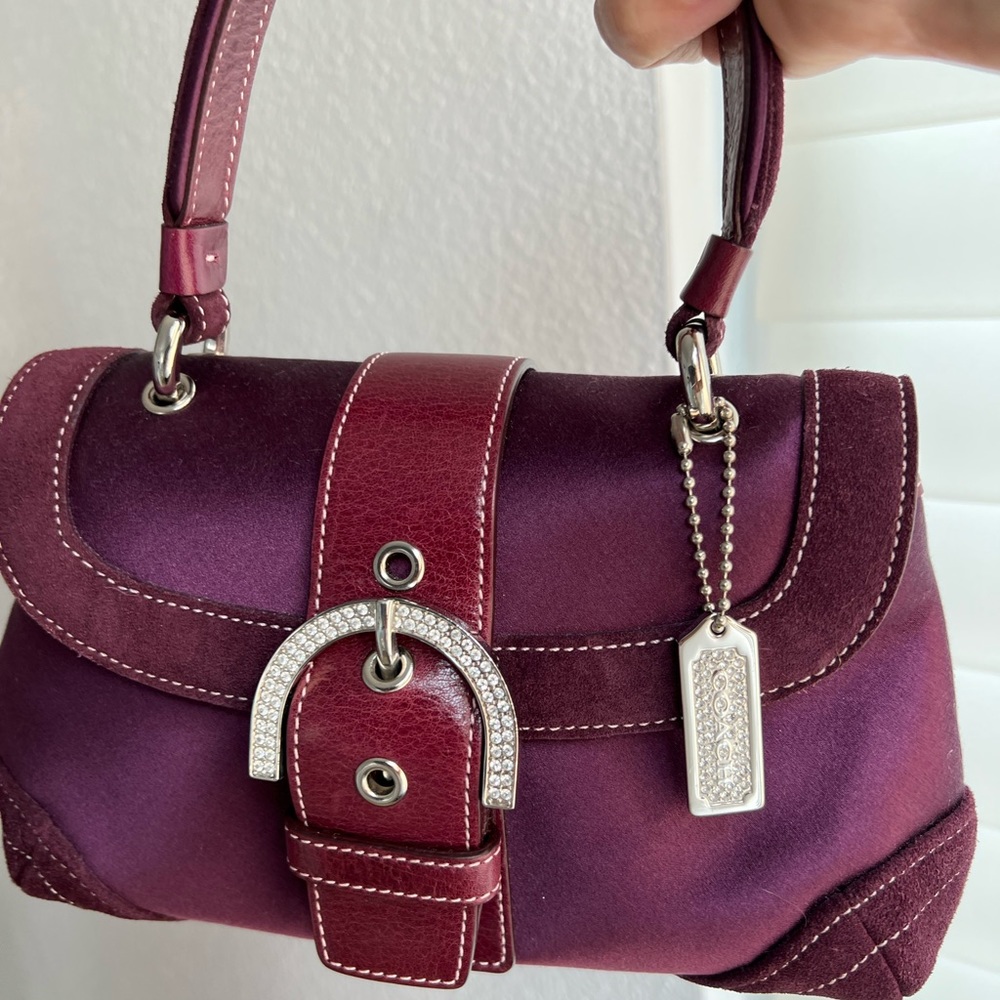 Coach Madison Satin Purple/magenta evening bag like new!